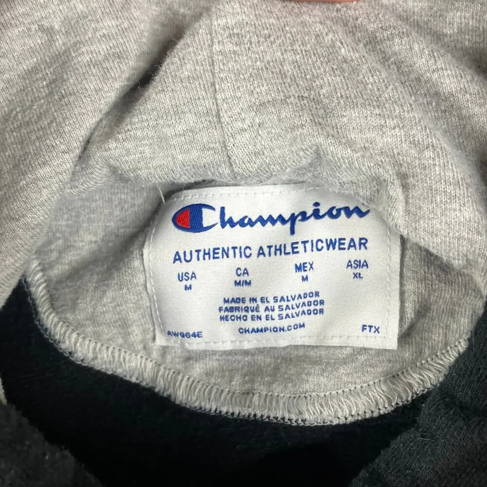 Champion Hoodie Men's Medium Black Pullover Logo Athletic Sweatshirt‎